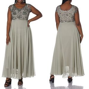 J Kara Gray Embellished Gown